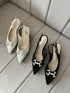 Crystal Decor Pointed Back Sling Kitten Heels